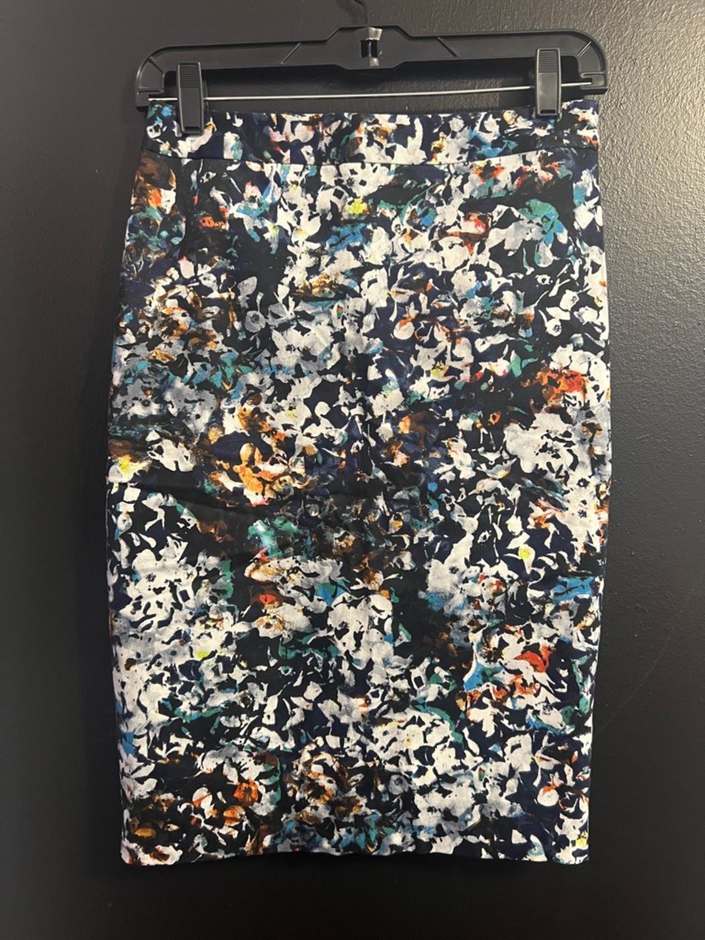 The Limited Abstract Floral Pencil Skirt in Navy and Multicolor